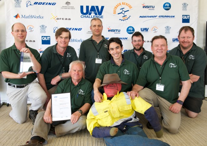 The winning CanberraUAV team with Outback Joe